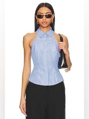 Revolve Lisseth Open Back Top in Blue Stripe